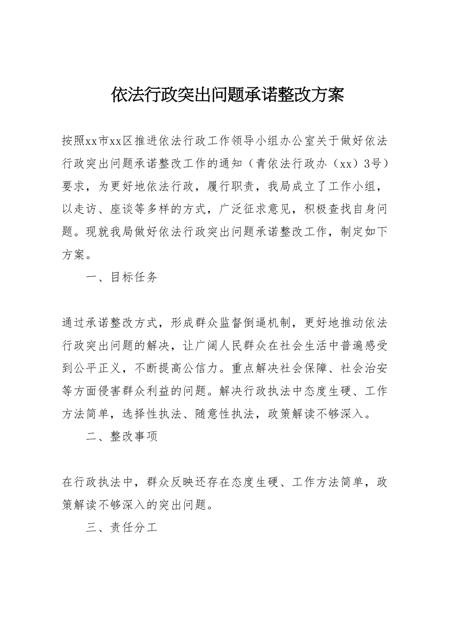 2023年依法行政突出问题承诺整改方案 .doc_第1页