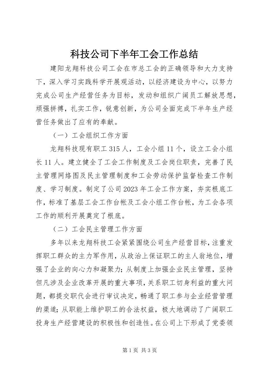 2023年科技公司下半工会工作总结.docx_第1页