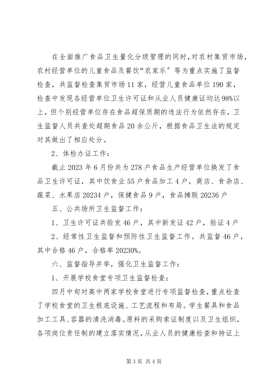 2023年上半年县卫生局卫生监督所工作总结.docx_第3页