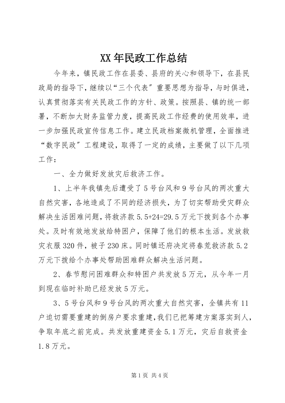 2023年民政工作总结新编.docx_第1页