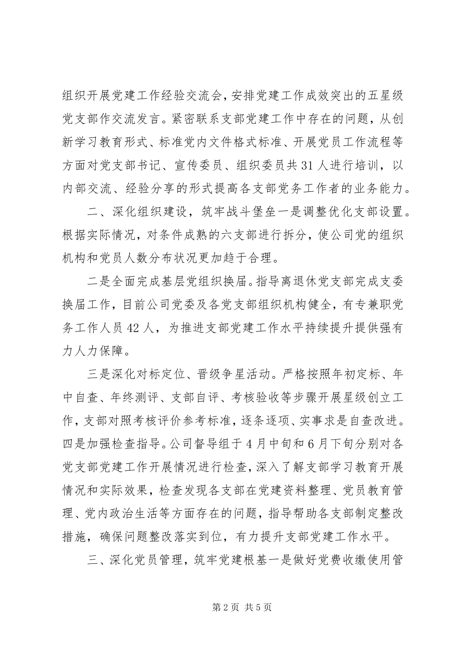 2023年公司党委季度党建工作总结.docx_第2页