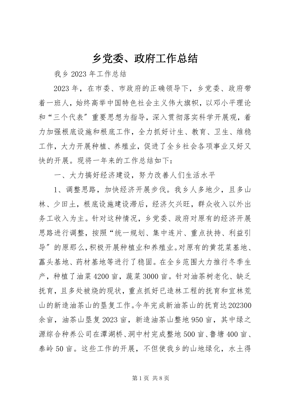 2023年乡党委政府工作总结.docx_第1页