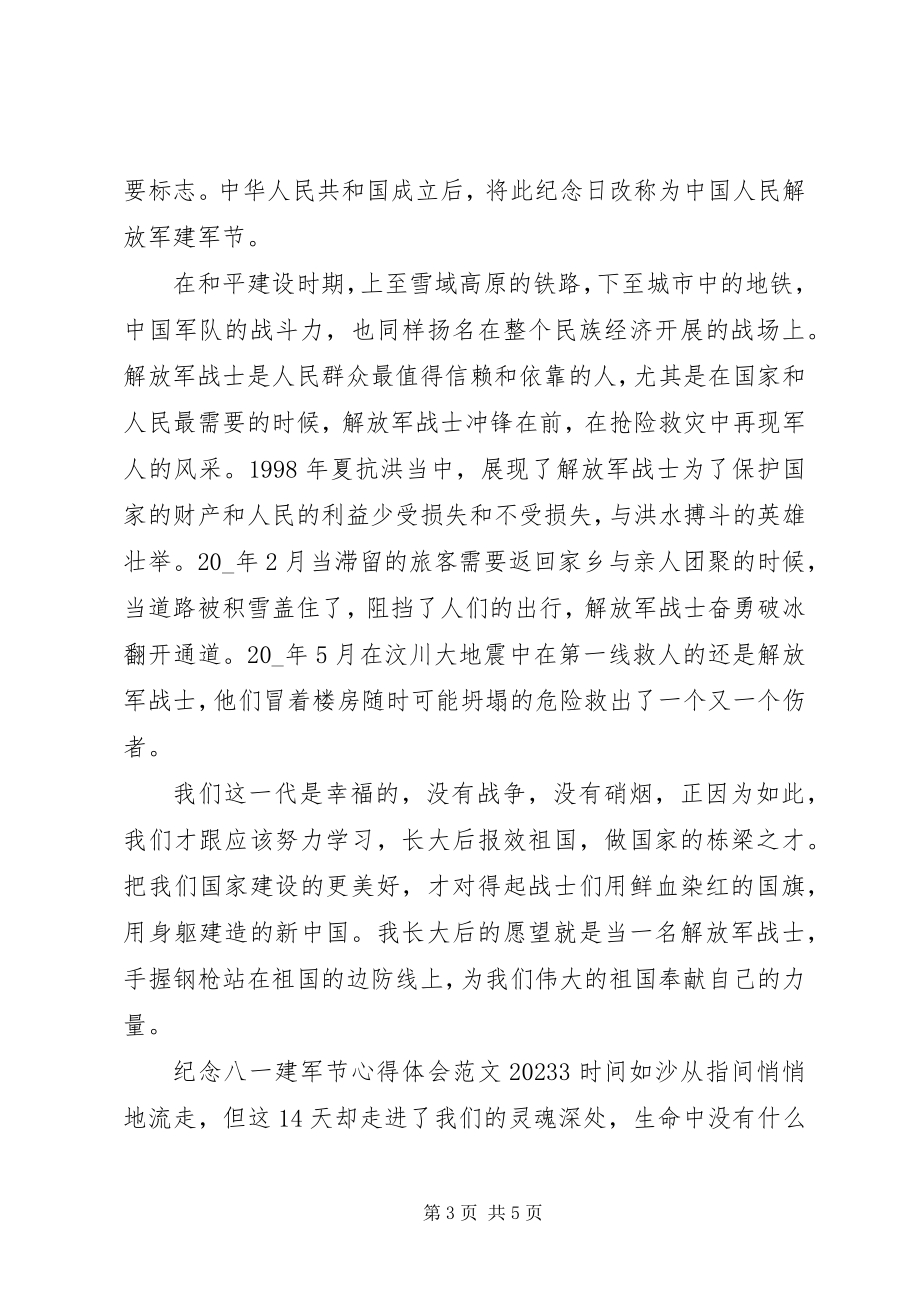 2023年纪念八一建军节心得体会.docx_第3页