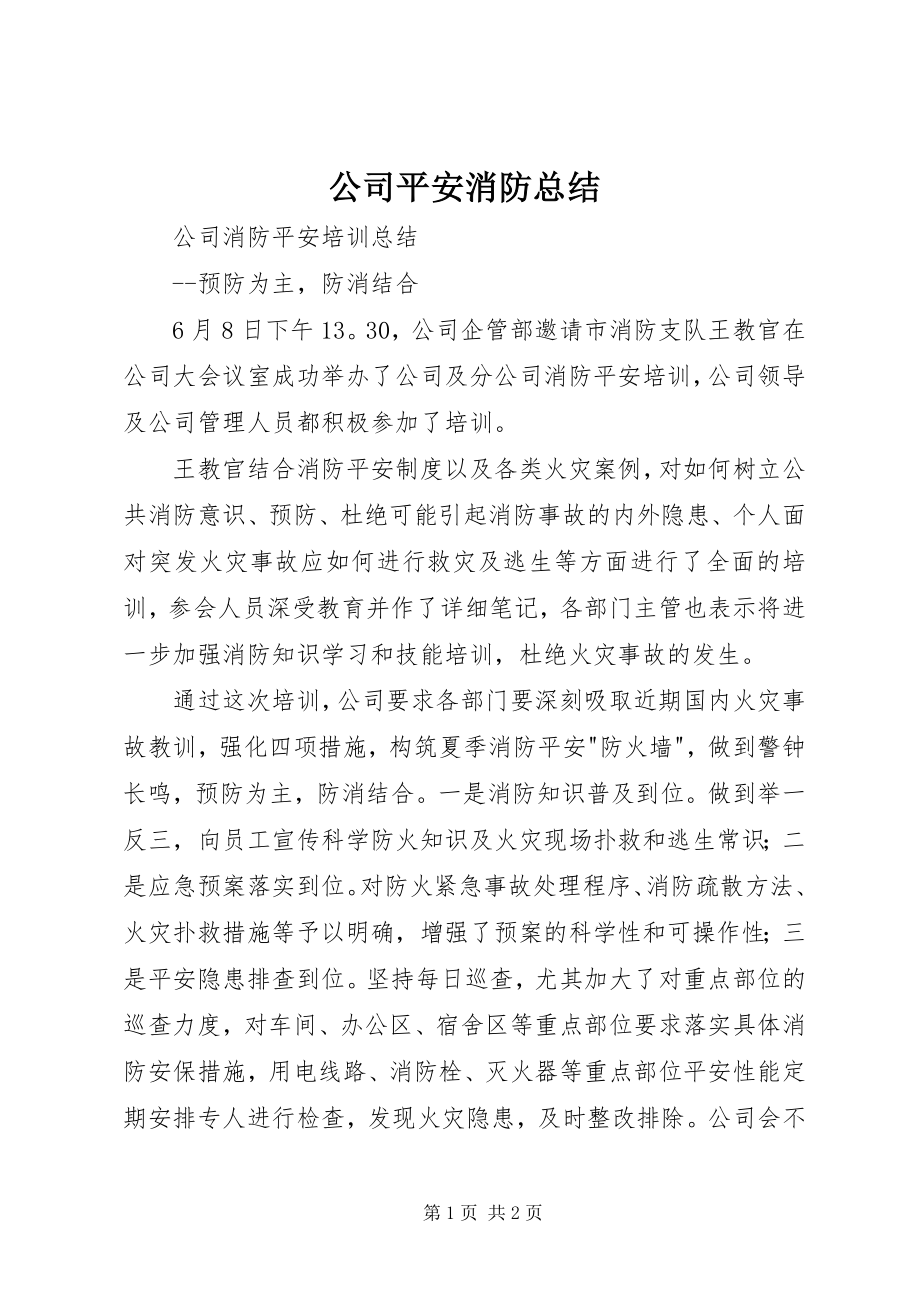 2023年公司安全消防总结.docx_第1页