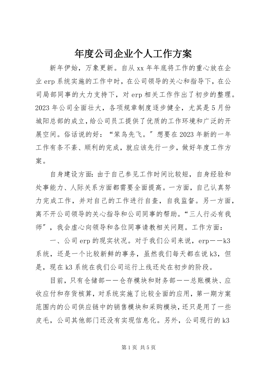 2023年公司企业个人工作计划2.docx_第1页