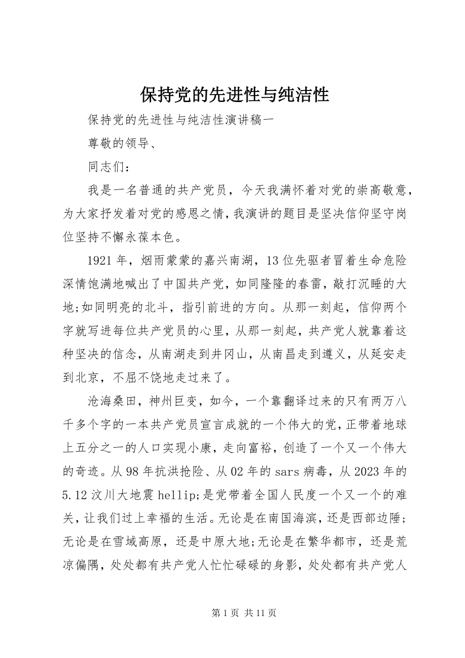 2023年保持党的先进性与纯洁性新编.docx_第1页