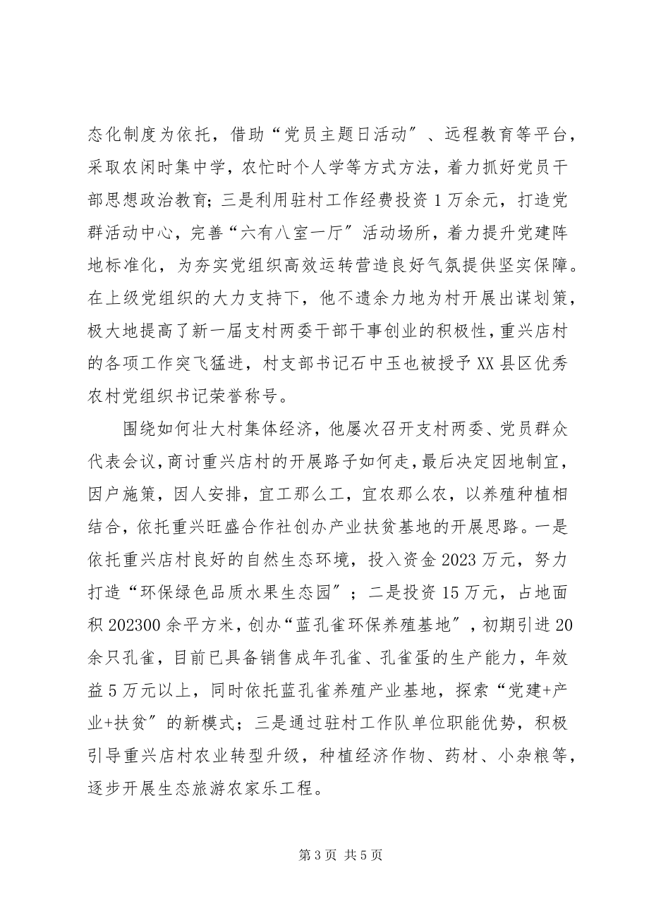 2023年使命担当无怨无悔驻村第一书记先进事迹材料.docx_第3页