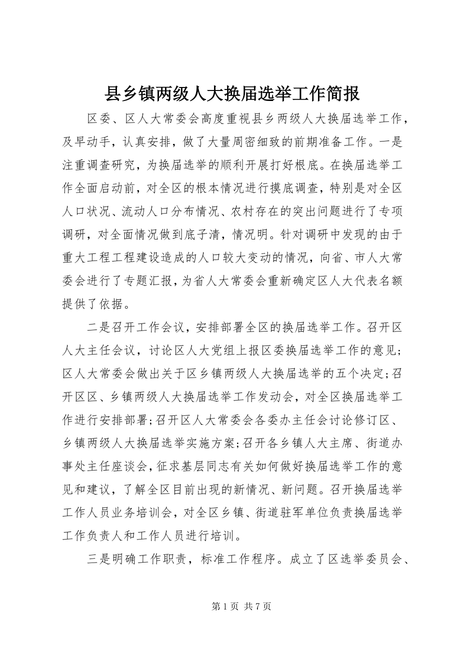 2023年县乡镇两级人大换届选举工作简报.docx_第1页