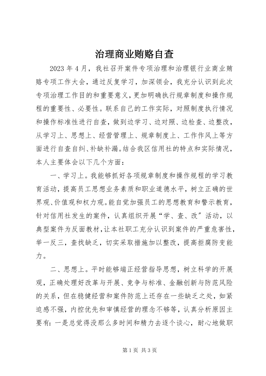 2023年治理商业贿赂自查.docx_第1页