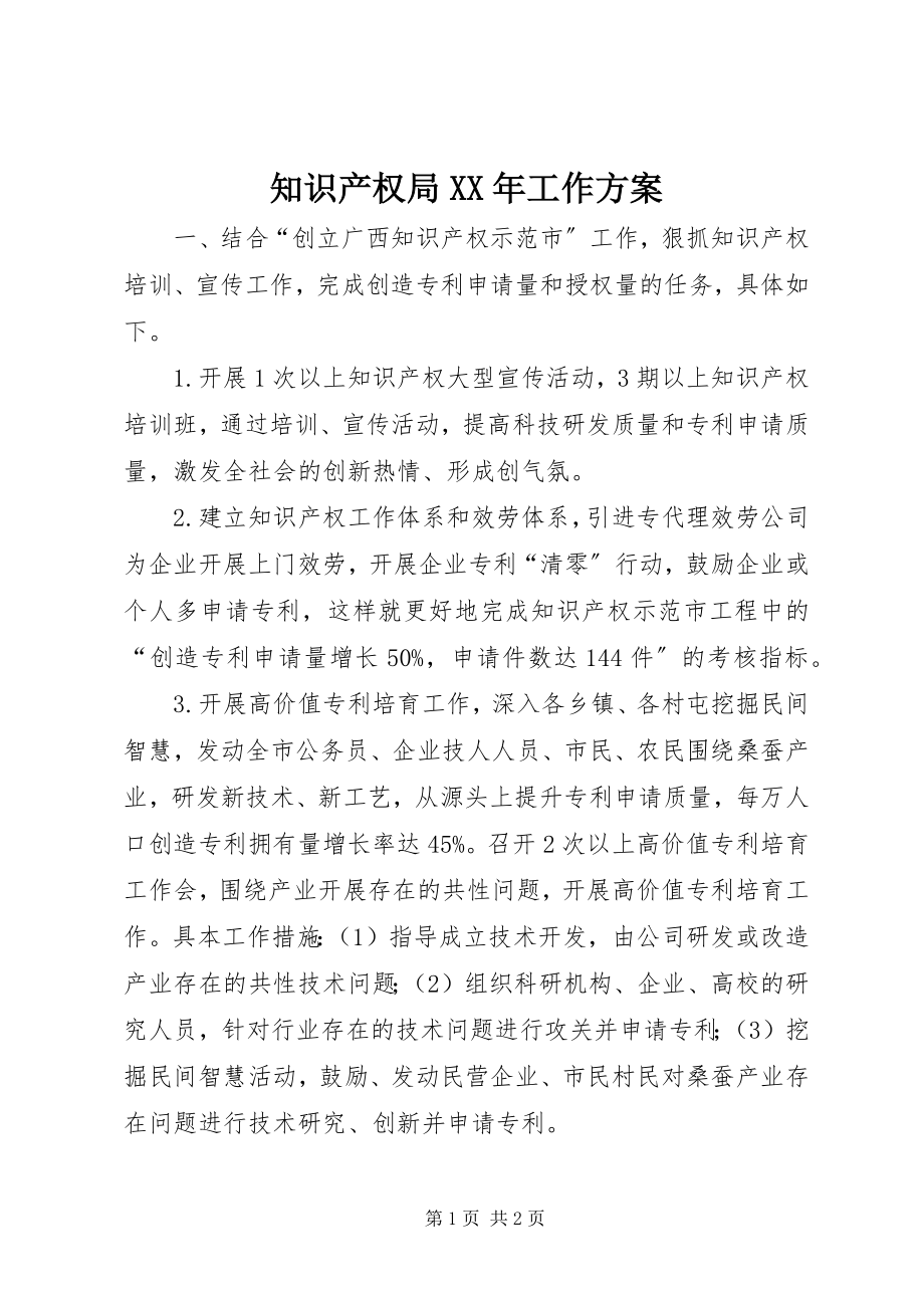 2023年知识产权局工作计划2.docx_第1页