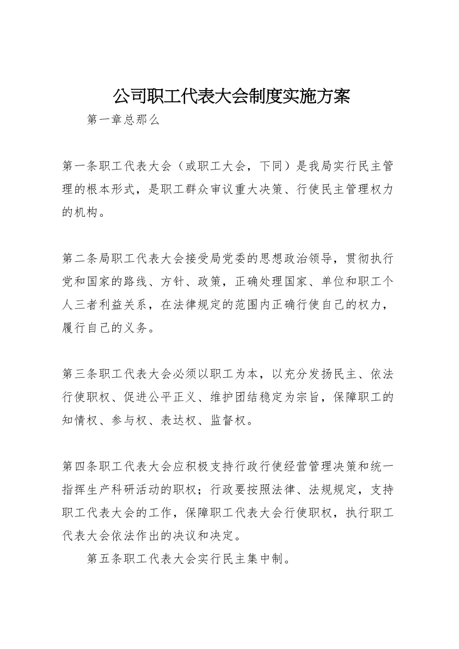 2023年公司职工代表大会制度实施方案 2.doc_第1页