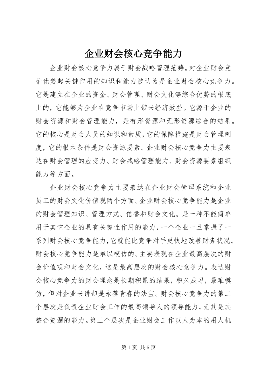 2023年企业财会核心竞争能力.docx_第1页