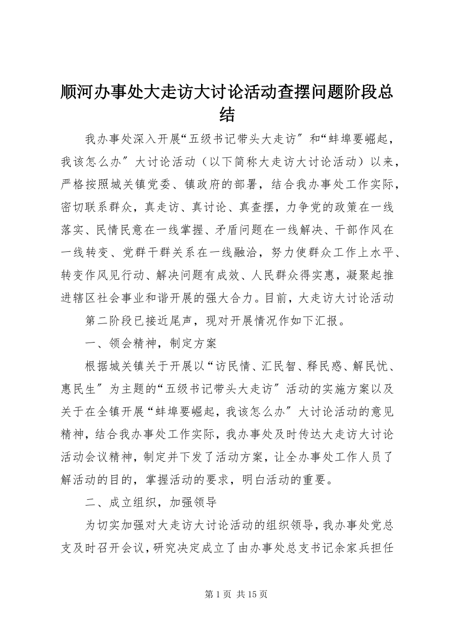 2023年顺河办事处大走访大讨论活动查摆问题阶段总结.docx_第1页