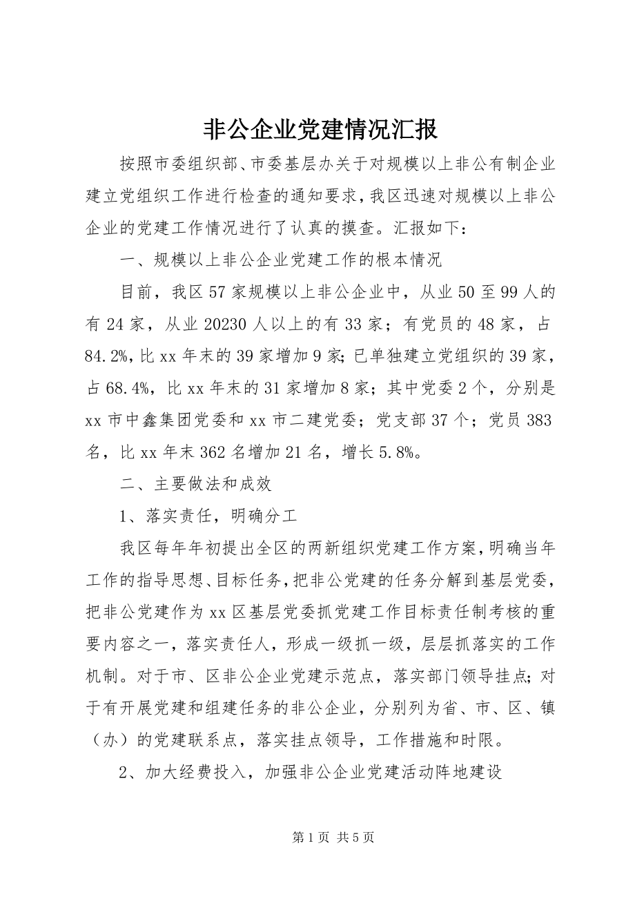 2023年非公企业党建情况汇报.docx_第1页