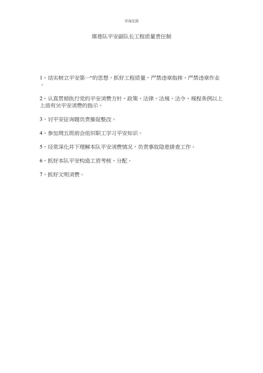 2023年煤巷队安全副队长工程质量责任制.docx_第1页