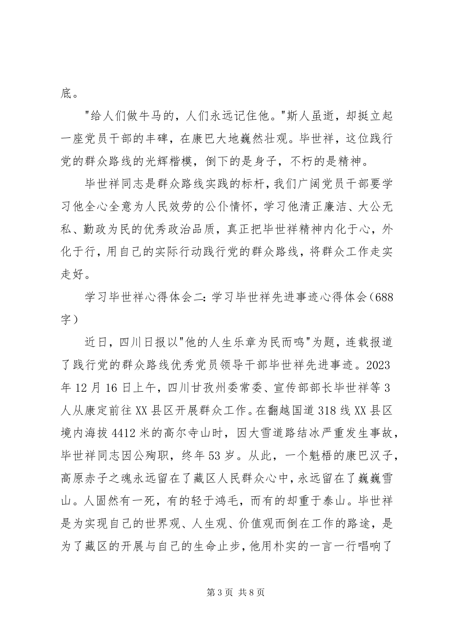 2023年学习毕世祥先进事迹心得体会3篇.docx_第3页