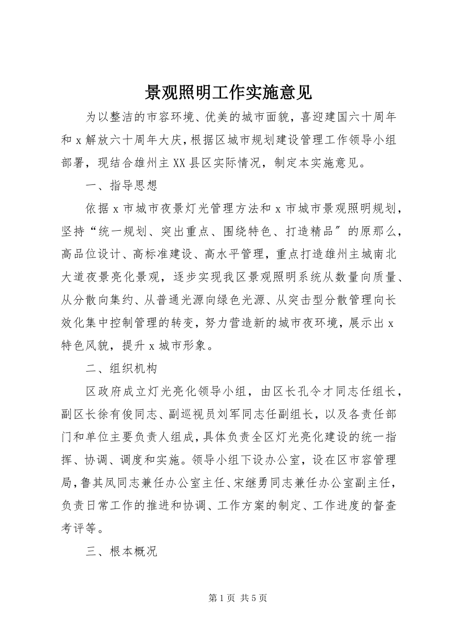 2023年景观照明工作实施意见.docx_第1页