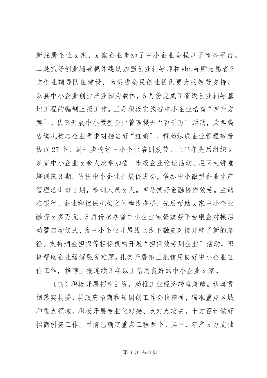 2023年县中小企业局上半年工作总结和下半年工作打算.docx_第3页