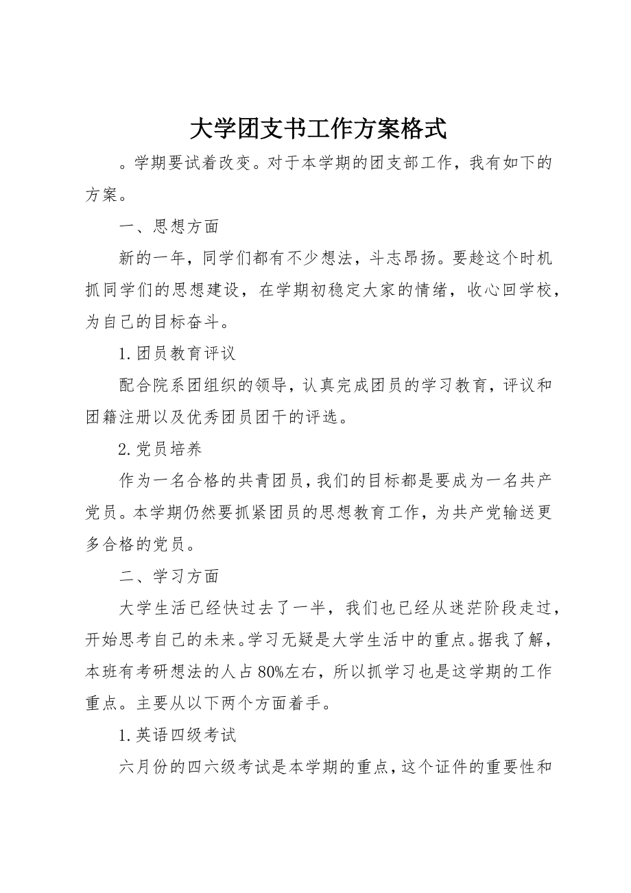 2023年大学团支书工作计划格式.docx_第1页