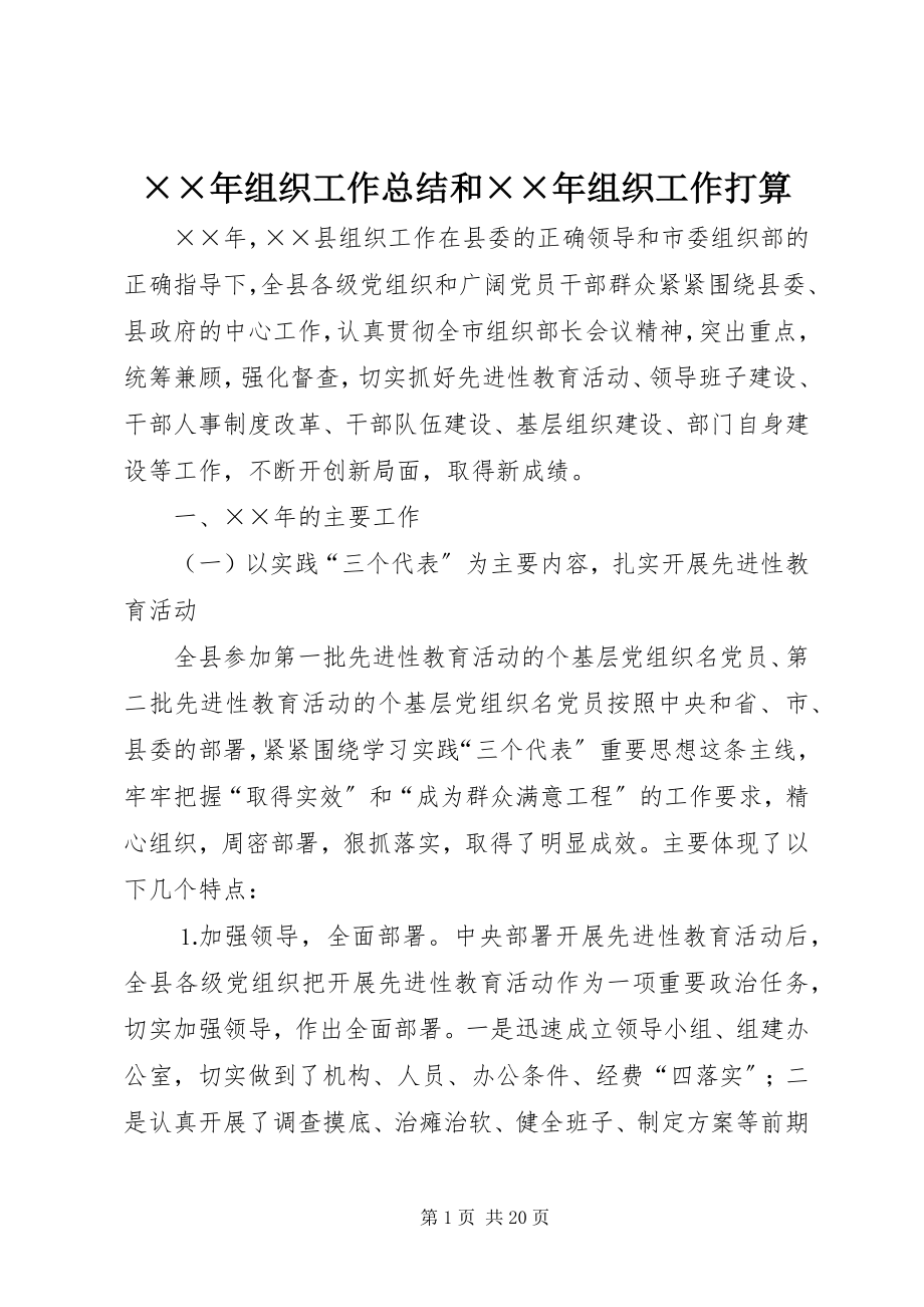 2023年组织工作总结和组织工作打算.docx_第1页