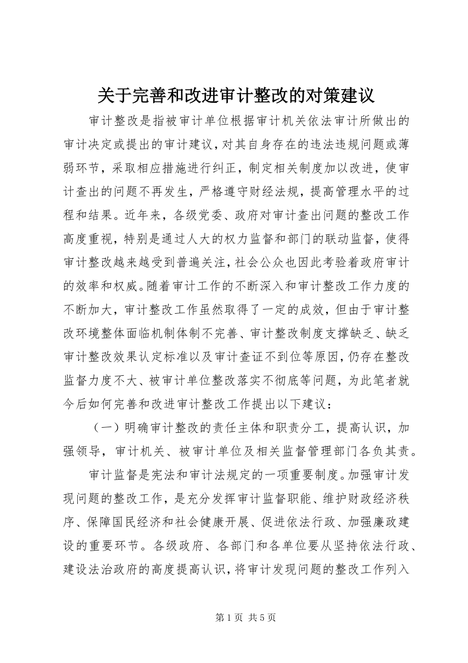 2023年完善和改进审计整改的对策建议.docx_第1页