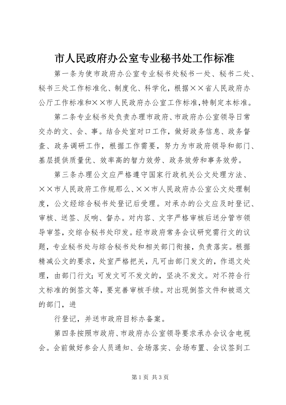 2023年市人民政府办公室专业秘书处工作规范.docx_第1页