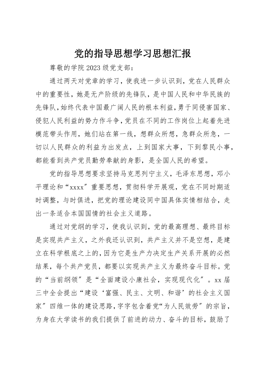 2023年党的指导思想学习思想汇报.docx_第1页