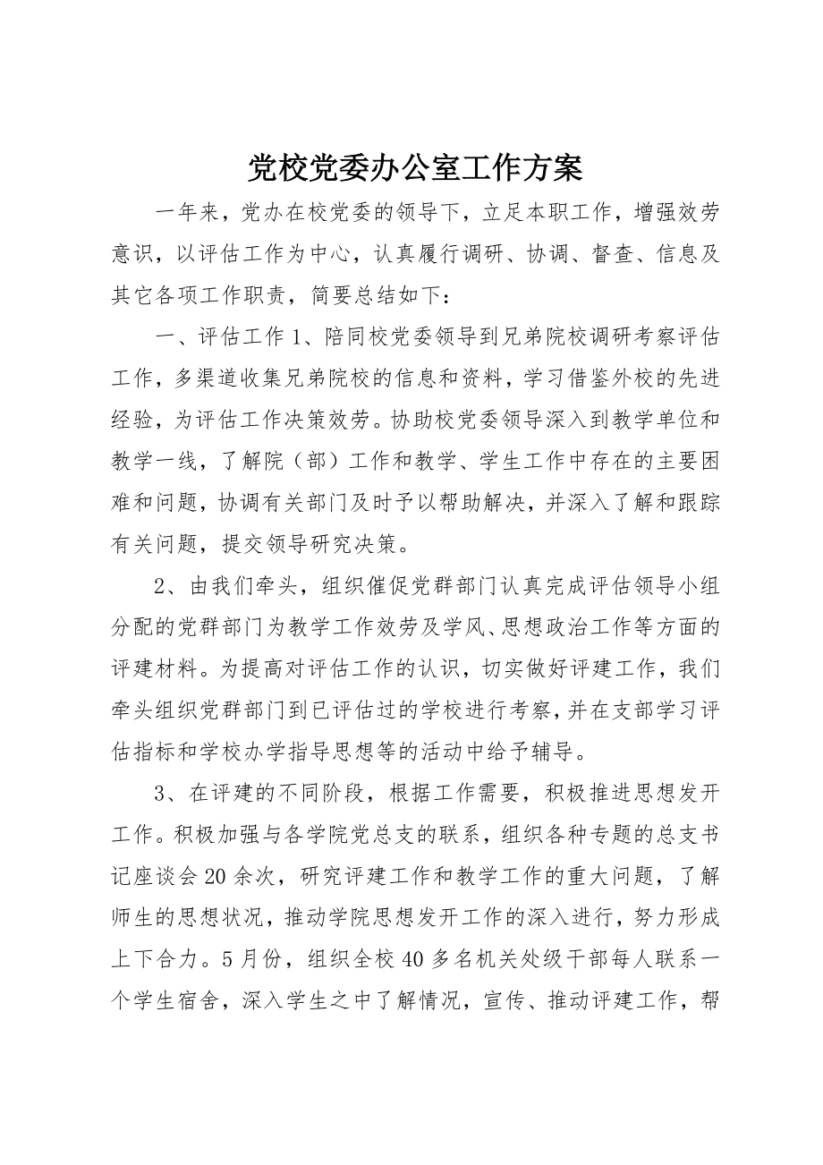 2023年党校党委办公室工作计划.docx_第1页