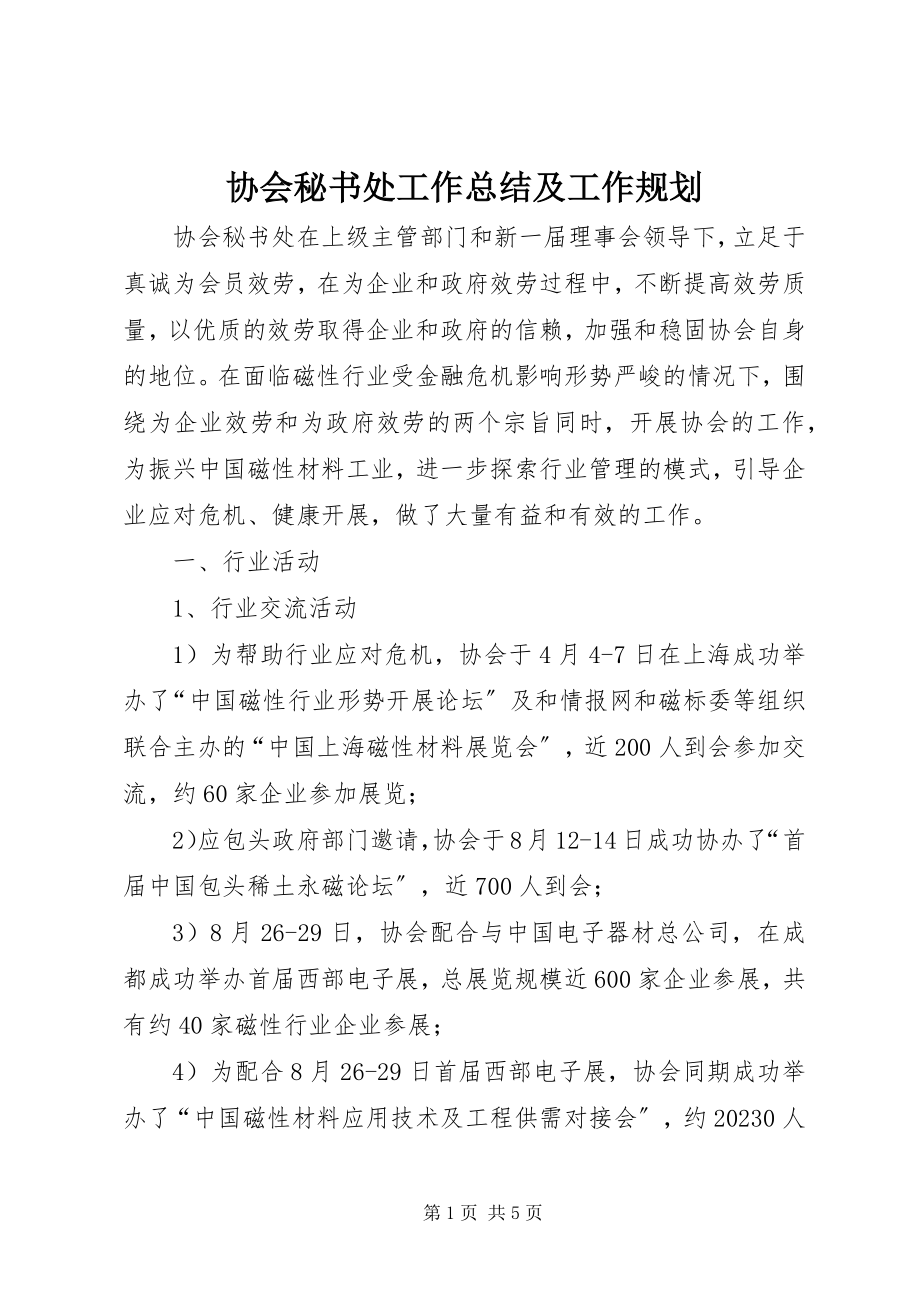 2023年协会秘书处工作总结及工作规划.docx_第1页