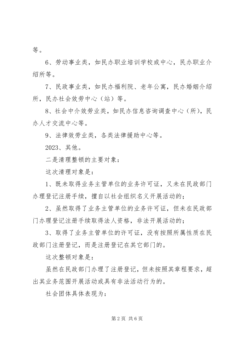 2023年民政局县社会组织清理整顿工作情况汇报.docx_第2页