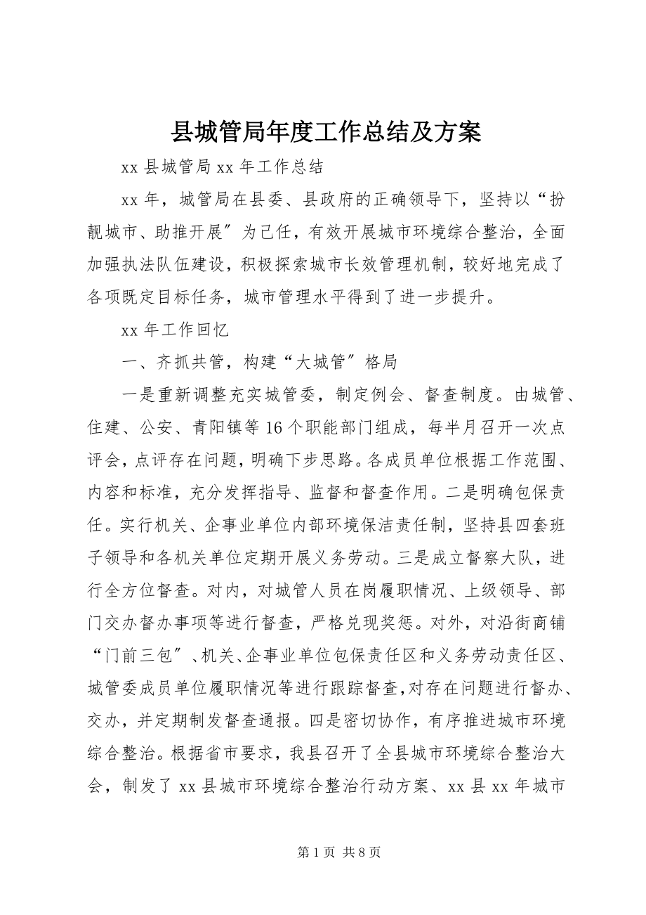 2023年县城管局年度工作总结及计划.docx_第1页