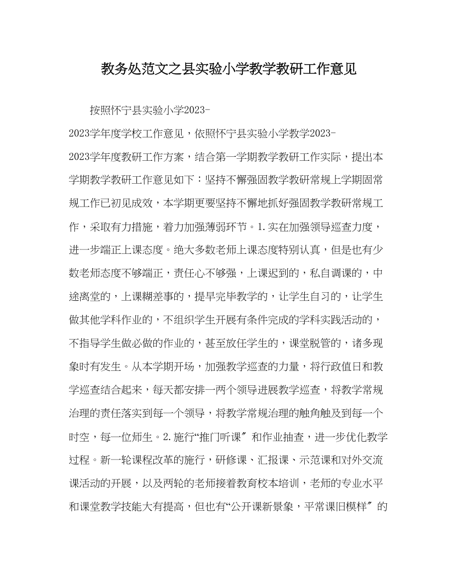 2023年教导处范文县实验小学教学教研工作意见.docx_第1页