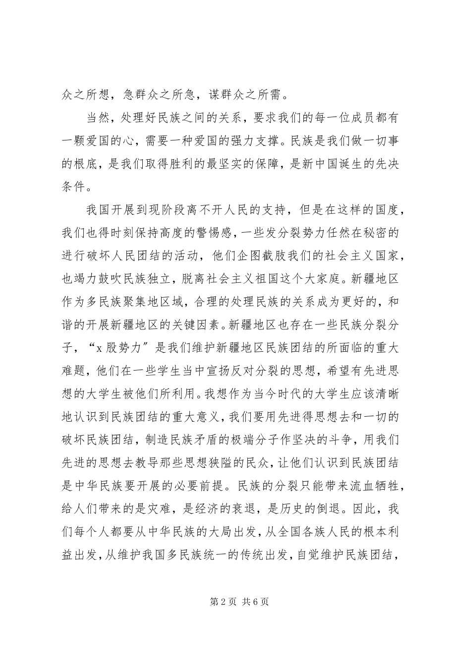 2023年民族团结心得体会范本.docx_第2页