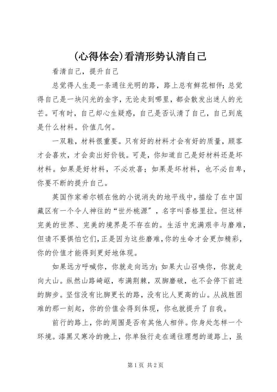 2023年心得体会看清形势认清自己.docx_第1页