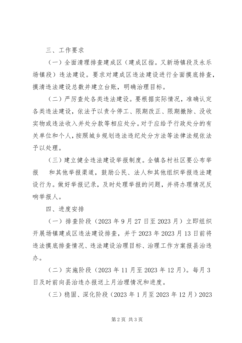 2023年乡镇建成区违法建设专项治理工作五年行动方案.docx_第2页