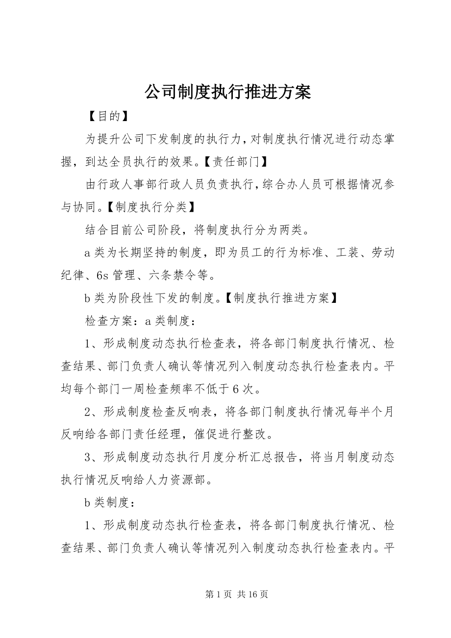 2023年公司制度执行推进方案.docx_第1页