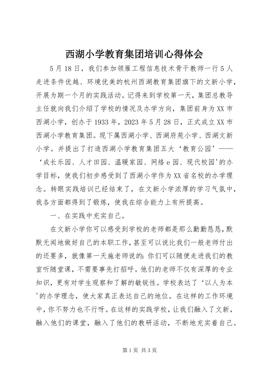 2023年西湖小学教育集团培训心得体会.docx_第1页