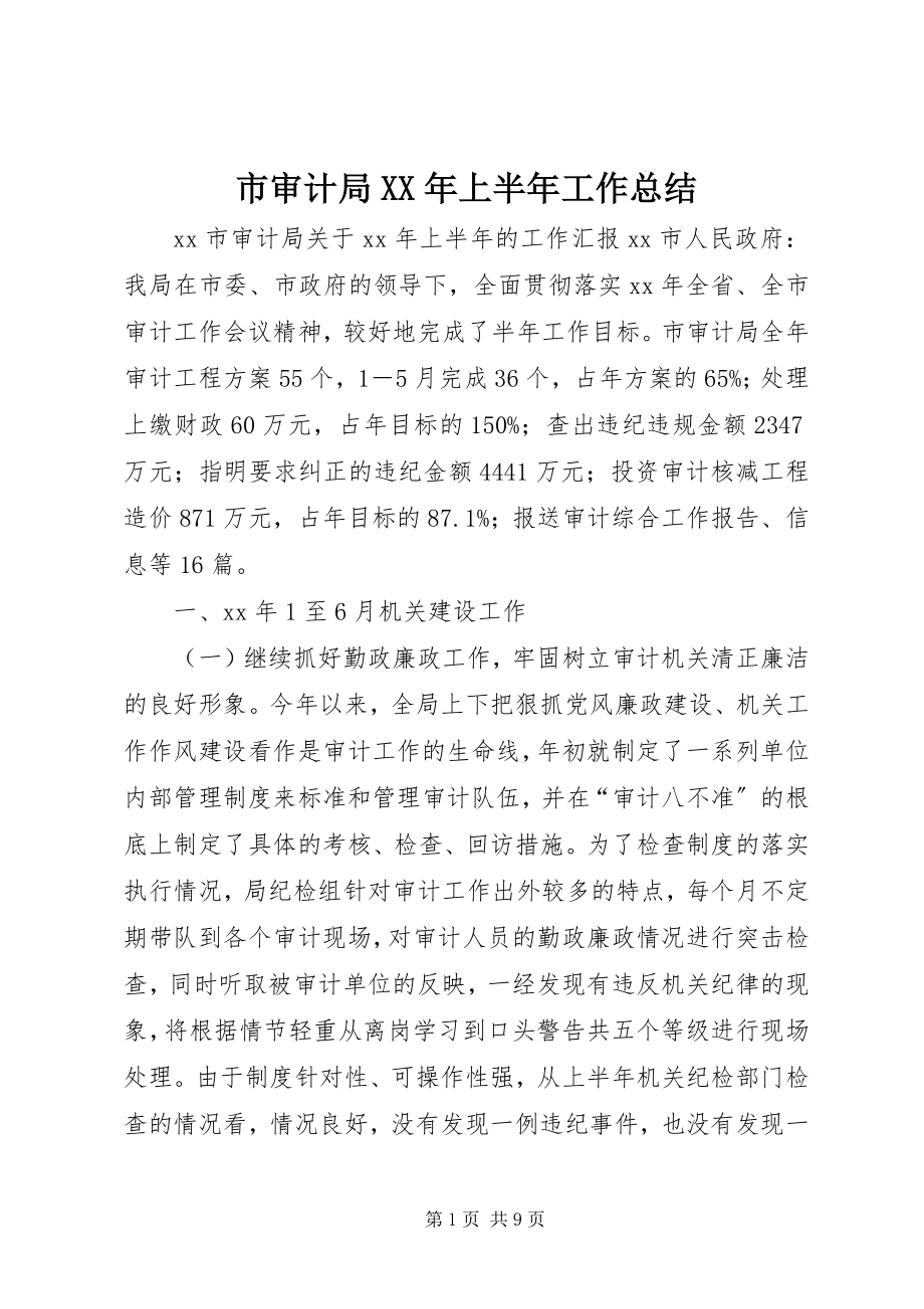 2023年市审计局上半年工作总结3.docx_第1页