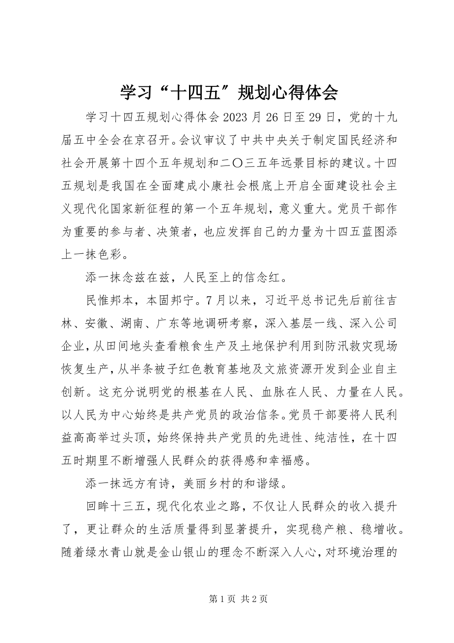 2023年学习“十四五”规划心得体会.docx_第1页