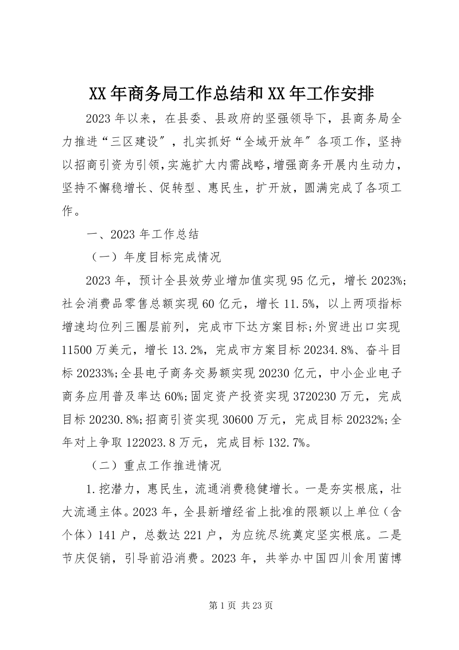 2023年商务局工作总结和工作安排.docx_第1页