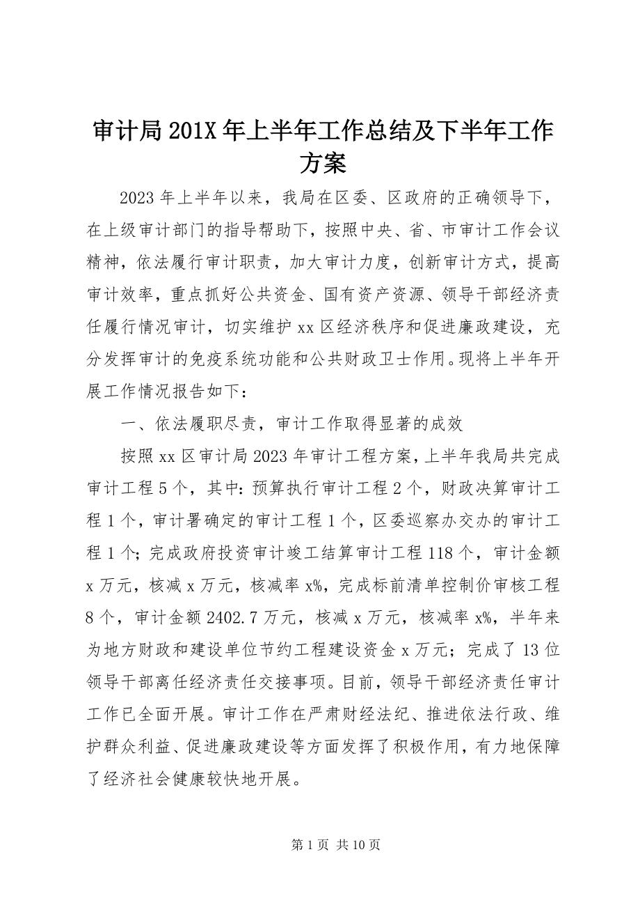 2023年审计局上半年工作总结及下半年工作计划2.docx_第1页