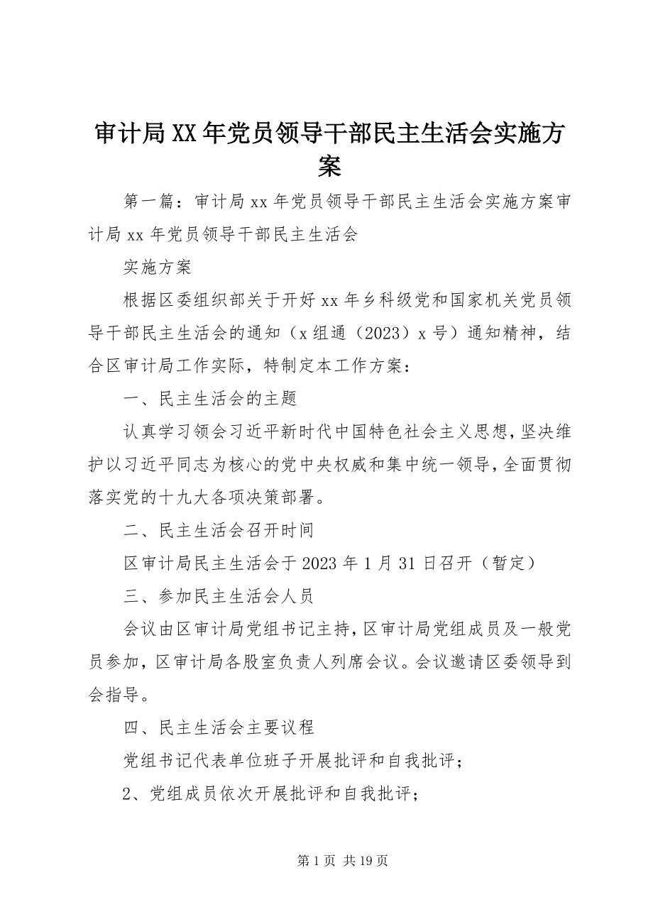 2023年审计局党员领导干部民主生活会实施方案.docx_第1页