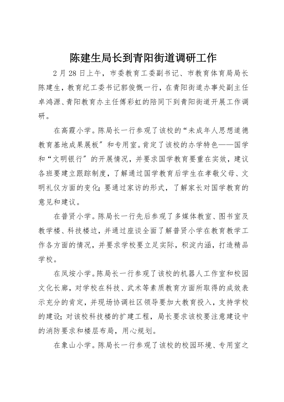 2023年陈建生局长到青阳街道调研工作新编.docx_第1页