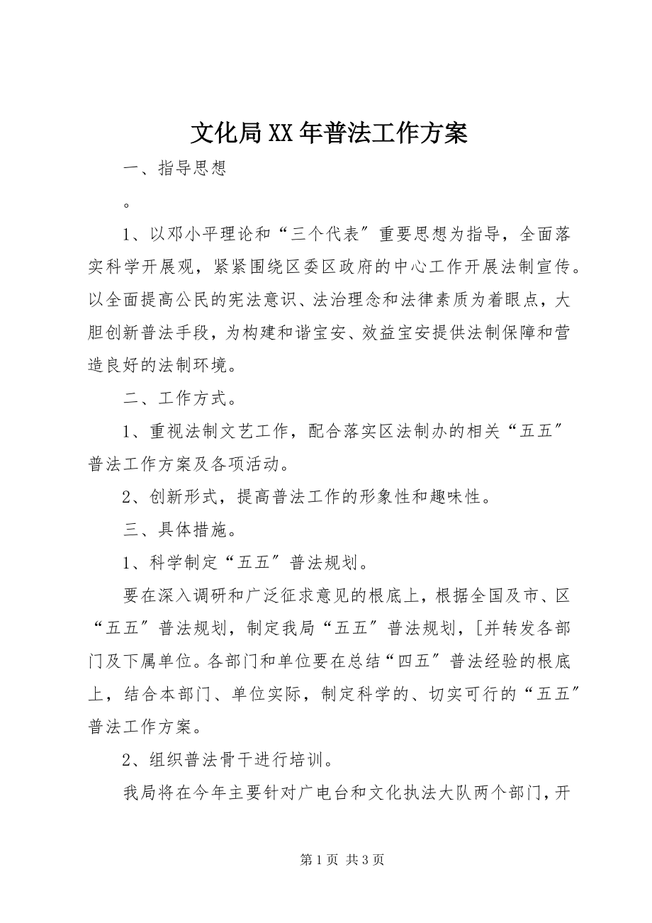 2023年文化局普法工作计划2.docx_第1页