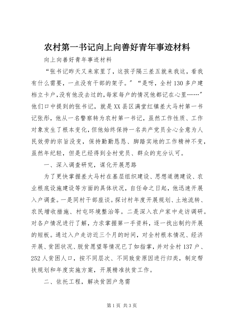 2023年农村第一书记向上向善好青年事迹材料.docx_第1页