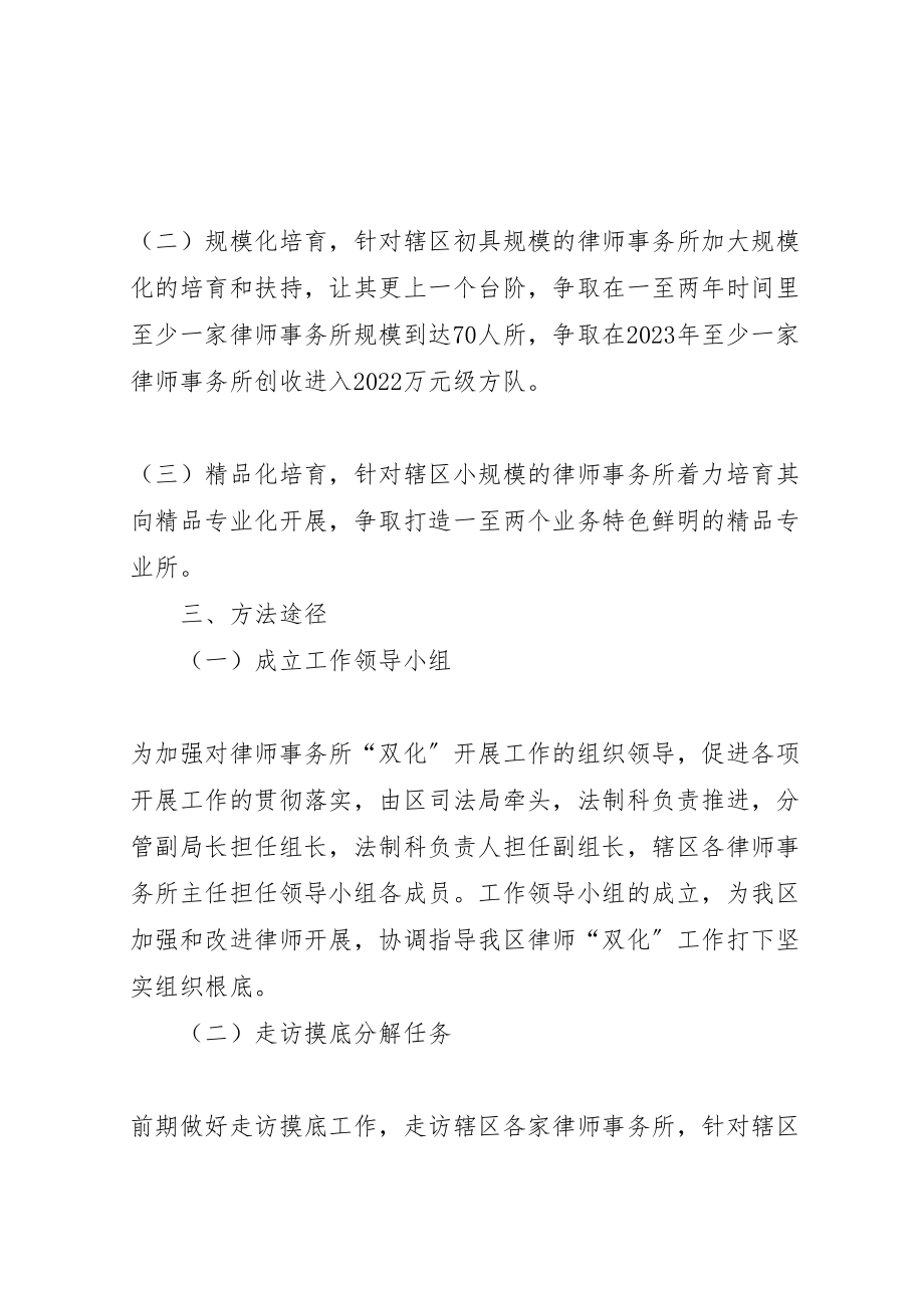 2023年关于在全区律师事务所中开展双化培育的实施方案.doc_第2页