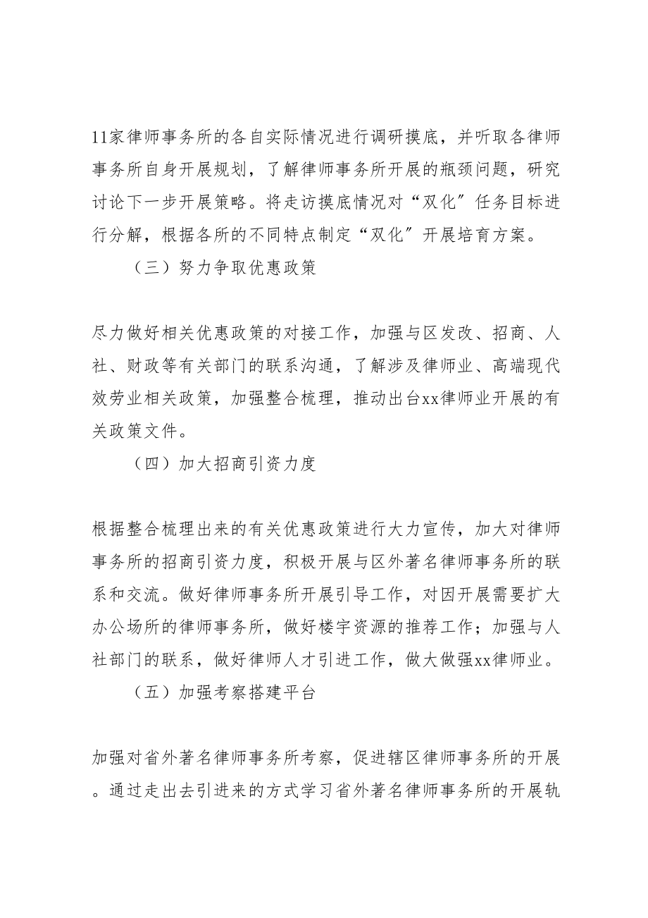 2023年关于在全区律师事务所中开展双化培育的实施方案.doc_第3页