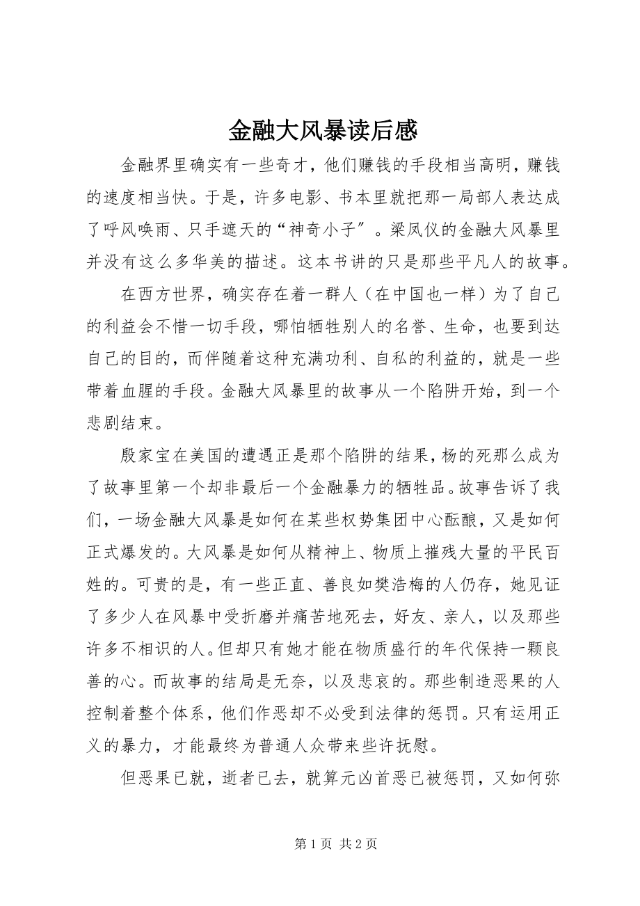 2023年金融大风暴读后感.docx_第1页