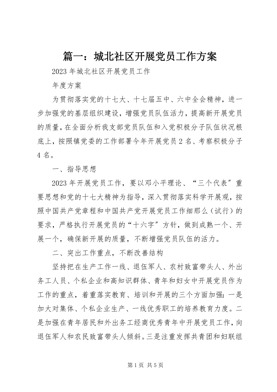 2023年城北社区发展党员工作计划.docx_第1页