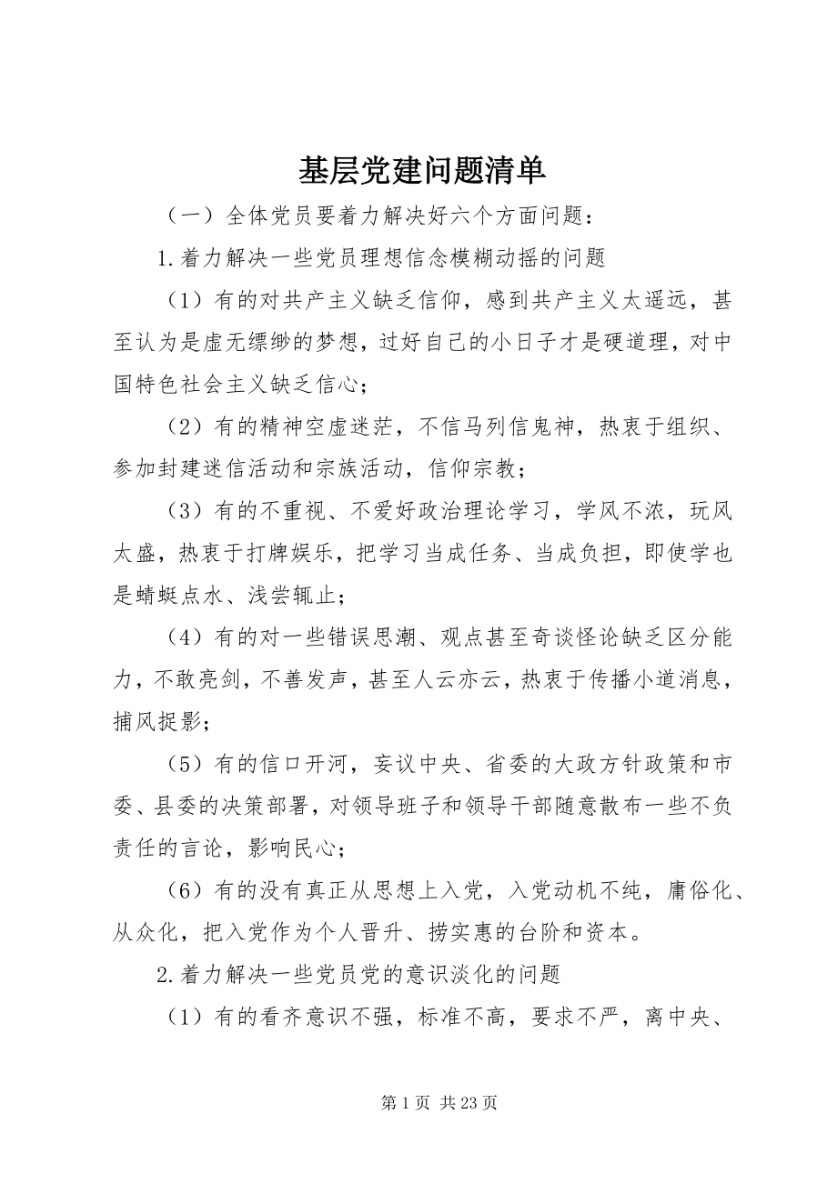 2023年基层党建问题清单.docx_第1页